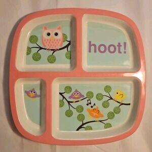 Thunder Group Children's Birds Themed Pink‎ 4 Divided Section Melamine Plate